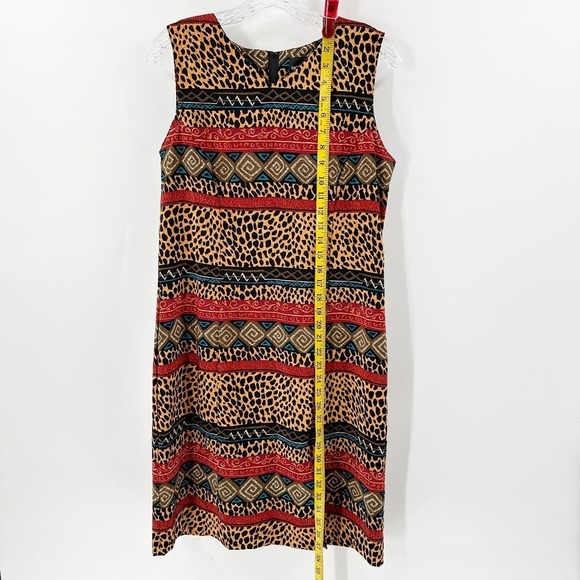 Sag Harbor Dress Brown Leopard V-Neck Sleeveless Sheath Dress Women's Size 8 - Picture 8 of 10